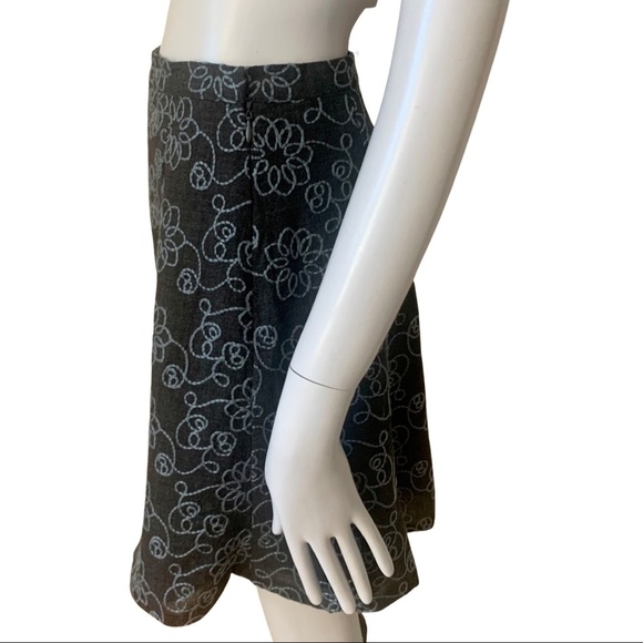 TOCCA Embroidered A-Line Skirt Cotton Blend Gray Blue Floral Size 2 - Picture 7 of 12